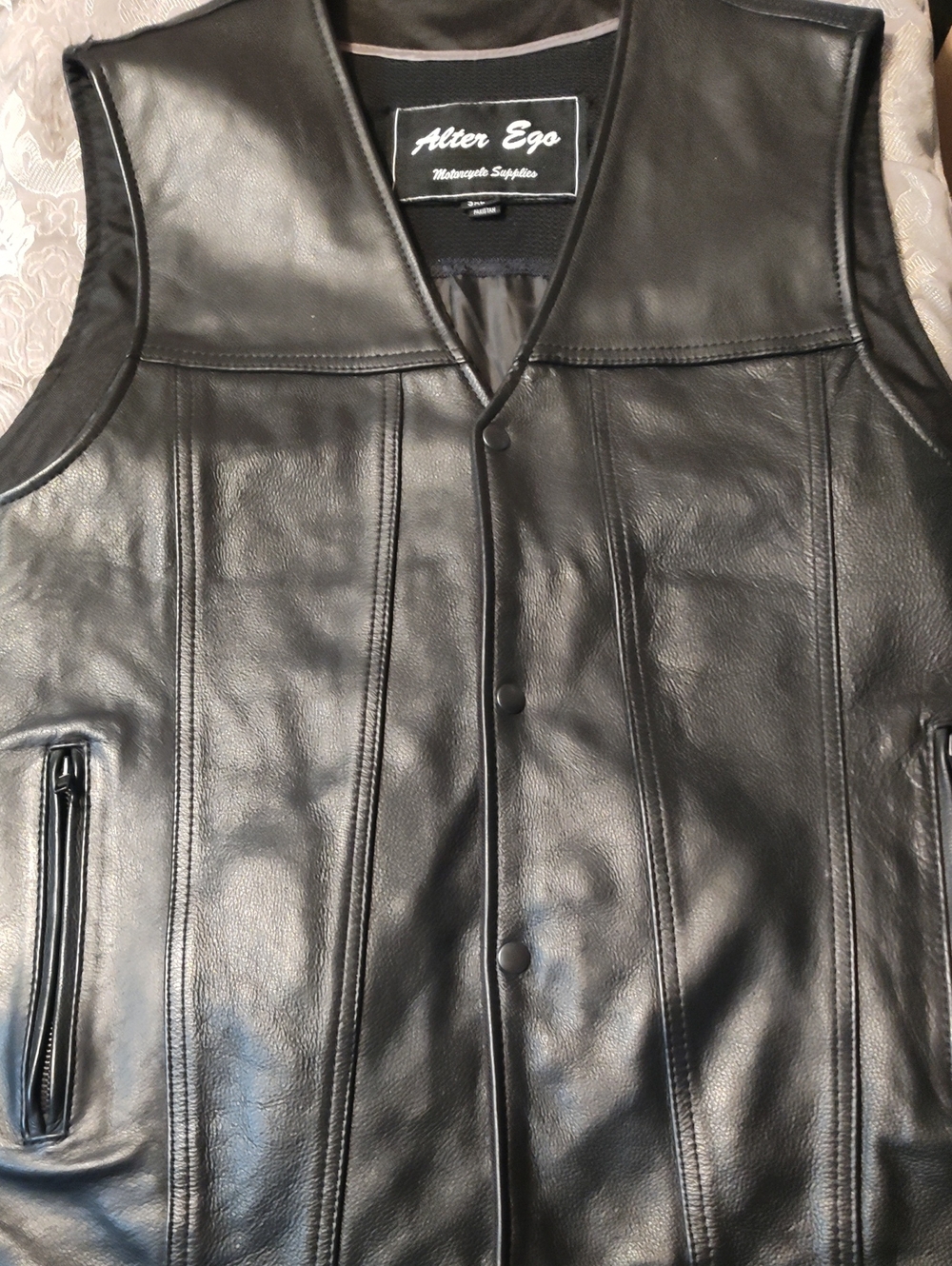 Men’s Black Leather Vest 3XL NEW